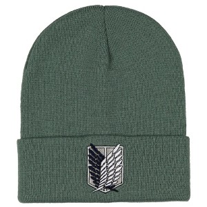 Attack on Titan Men's Scout Regiment Embroidered Logo Design Fold Cuff Beanie - 1 of 3