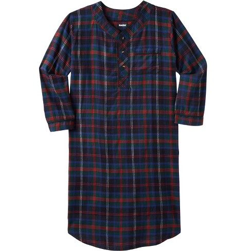 Kingsize Men's Big & Tall Plaid Flannel Nightshirt - Tall - 4xl/5x ...