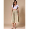 INSPIRE CHIC Women's A-Line Casual Midi Skirt Cotton Elastic Waist Button Front with Pocket - 4 of 4
