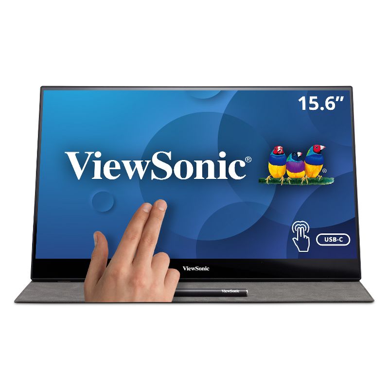 ViewSonic 15.6 Inch 1080p Portable Monitor with IPS Touchscreen, 2 Way Powered 60W USB C, Eye Care, Dual Speakers, Built in Stand with Cover (TD1655), 1 of 9