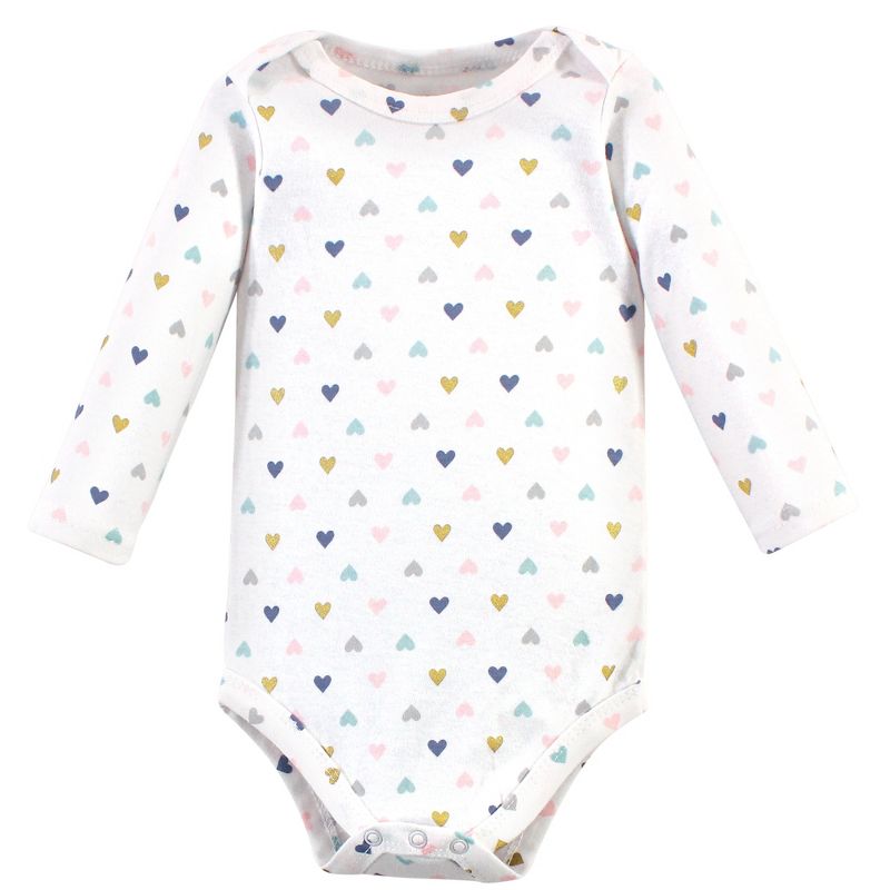 Hudson Baby Infant Girl Cotton Long-Sleeve Bodysuits 5pk, Girl Baby Bear, 5 of 8