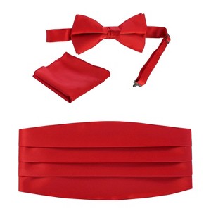 Gioberti Men's Adjustable Satin and Paisley Cummerbund Set - 1 of 2