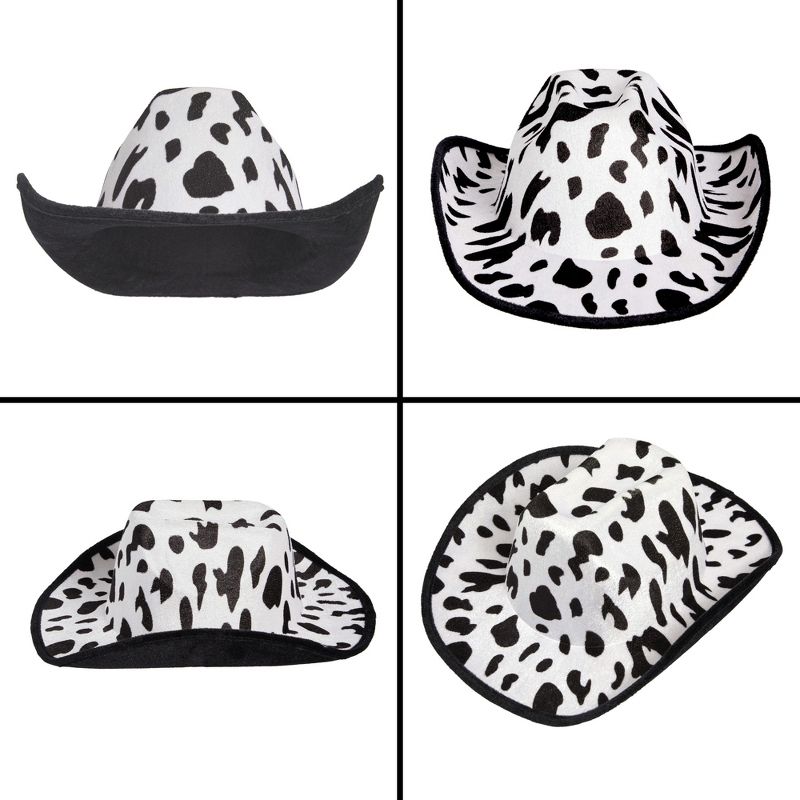 Zodaca Cow Print Cowboy Hat for Men, Women, Western Cowgirl Hat for Halloween Costume, Birthday Party, Unisex, Adult Size, 5 of 11