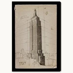 Wynwood Studio 16"x24" Empire State Building Wall Art: Modern Canvas, Mixed Media Cityscape, Unframed Vertical Decor - 1 of 3