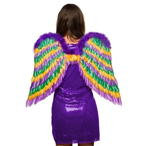 Underwraps Costumes Mardi Gras Double Sided Feather Wings Adult Costume Accessory - 1 of 4