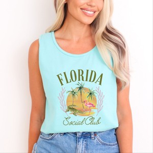 Simply Sage Market Florida Social Club Flamingo Garment Dyed Tank - 1 of 3
