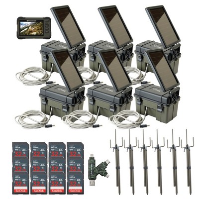 Stealth Cam Trail Camera Mount Stick with Solar Battery Pack Card Viewer 32GB Memory Cards and Card Reader (6 Pack)