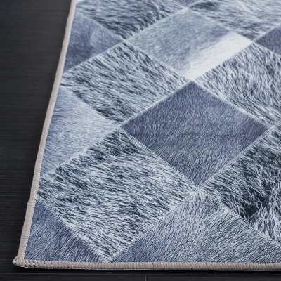 Gray Faux Hide Non-Slip Washable Rug, 30" x 7"