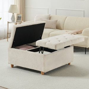 Modern Square Storage Ottoman, Tufted Upholstered Coffee Table with Lift Top, Storage Bench for Living Room, Foot Rest for Bedroom, Entryway, Black - 1 of 4