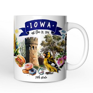 Artistic Iowa State Themes and Landmarks Personalized Mug With Custom Name Non-Custom 12oz - 1 of 4