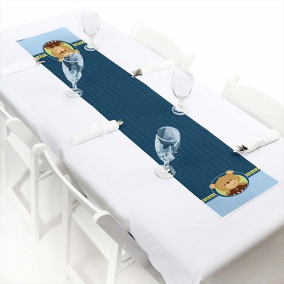 Big Dot of Happiness Baby Boy Teddy Bear - Petite Baby Shower Party Paper Table Runner - 12 x 60 inches