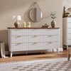 Modern 9-Drawer Dresser with Curved Profile, 60.6" Wide Fluted Wood Drawers & Gold Handles, Thickened Design for Bedroom or Living Room Storage - 3 of 4