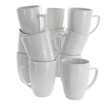 MIWARE 10 Ounce Porcelain Mugs, Set of 6, Tea and Coffee Mug Set, Ivory  White (Ivory White, 10OZ)