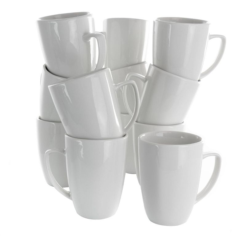 12oz 12pc Porcelain Riley Mug Set White - Elama, 1 of 6
