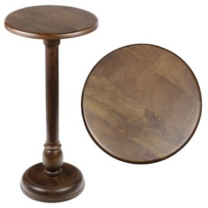 JONATHAN Y Leopold 24.5" Cottage Designer Mango Wood Pedestal Round Drink Table & Decorative End Table - 1 of 4