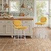 Art Leon Comfortable Fabric Mid-century Modern Swivel Barstool with Wood Back and Metal Frame - 2 of 4