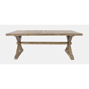Jofran, Carlyle Crossing Modern Rustic Distressed Solid Wood Coffee Table with Trestle - 1 of 4