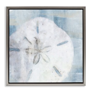 Stupell Industries Pastel Blue Sand Dollar Seashell Floating Frame Canvas Art - 1 of 4