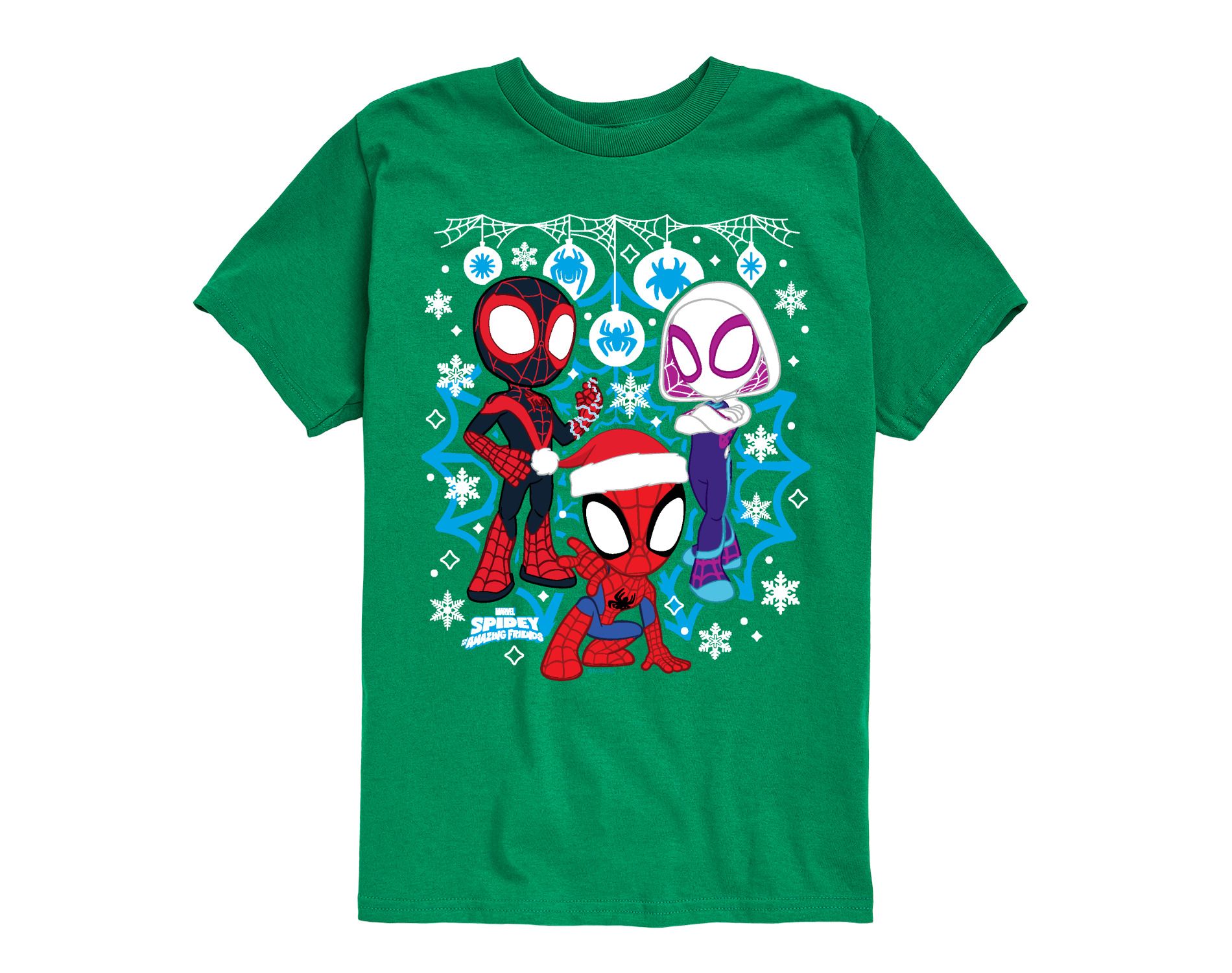 Boys' Marvel Spidey And Friends Snow -Youth Short Sleeve Graphic T-Shirt Short Sleeve Graphic T-Shirt - Kelly Green - Small