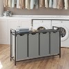45.7 x 13 x 28.4 Inches Laundry Sorter Hamper, Laundry Basket Storage, Laundry Sorter with 4 Pull-Out and Removable Bags, Shelf, Metal Frame, (40L) - 3 of 4