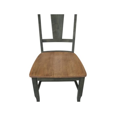 Elegant Hickory & Washed Coal Solid Wood Dining Chairs - Set of 2