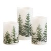 Lumabase 3ct Battery Operated LED Wax Candles Green Pines - 2 of 4
