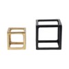 Decorative Objects Metal Wood Aluminum Modern Open Cube Design for Home Office Bedroom Living Room Display Accents Set of 2 - 7", 5" Black & Gold - 4 of 4
