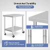 Stainless Steel Table with Caster Wheels, Food Prep Table for Kitchen, Commercial Heavy Duty Metal Table with Adjustable Undershel - image 4 of 4