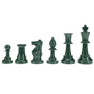 WE Games Color Bright Plastic Staunton Tournament Chess Pieces with 3.75 in. King - Half Chess Set of Chess Pieces Only, Army Green - 1 of 4