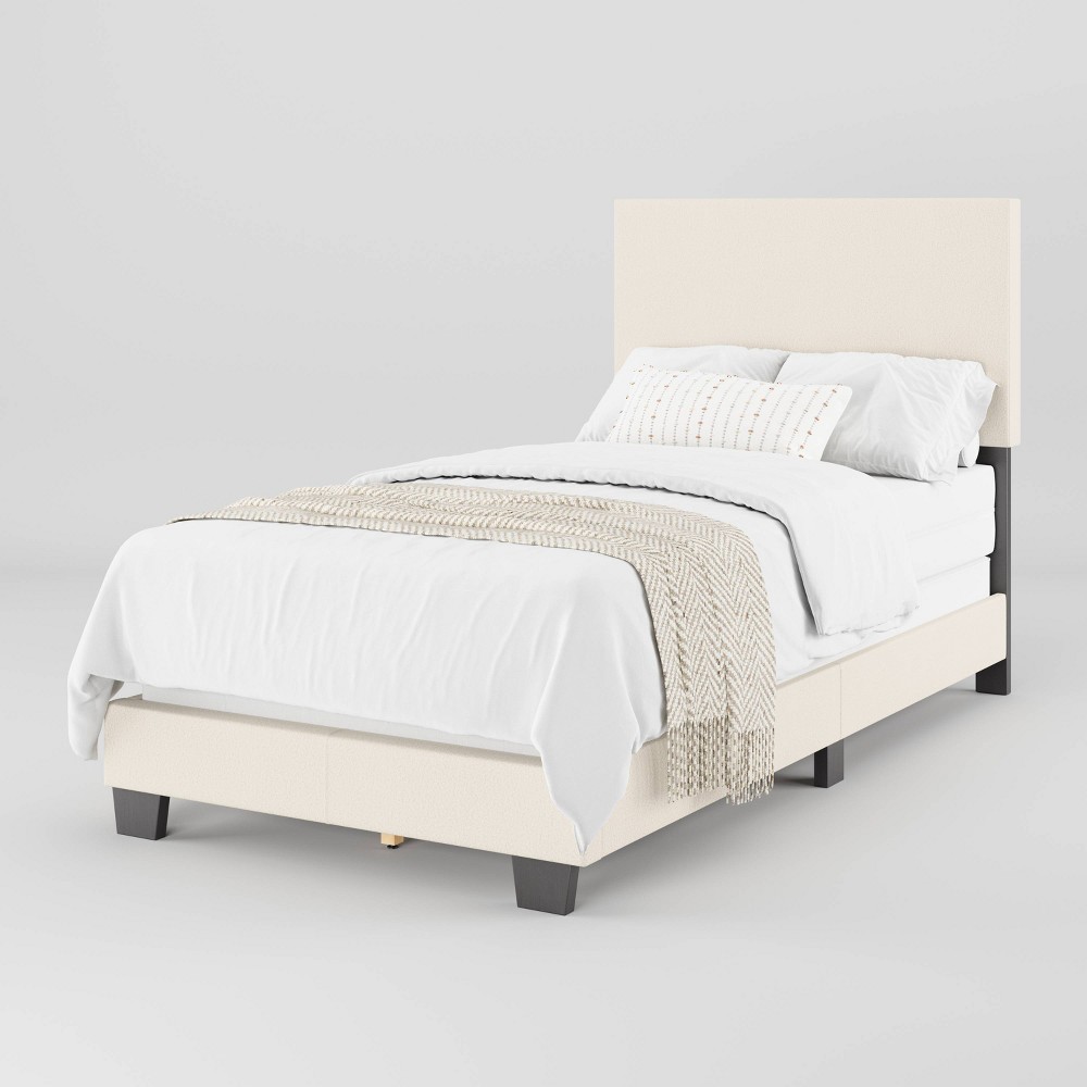 Photos - Bed CorLiving Celeste Twin  Off-White: Modern Faux Shearling Upholstery, MDF Frame, 551 lbs Max Weight 