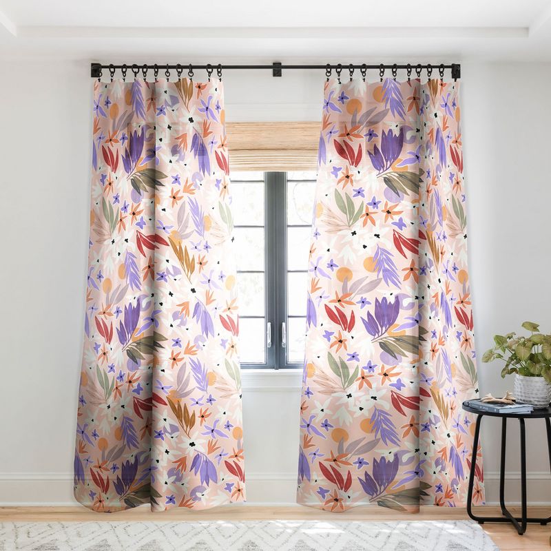 Marta Barragan Camarasa Flowers colorful Set of 2 Panel Sheer Window Curtain - Deny Designs, 2 of 7