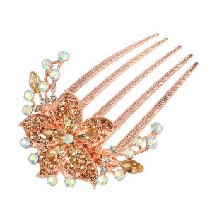 Unique Bargains Women's Rhinestone Inlaid Flower Hair Side Comb 3.54"x2.76" 1 Pc - 1 of 4