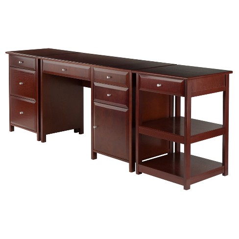 3pc Delta Set Home Office Group Walnut Winsome Target