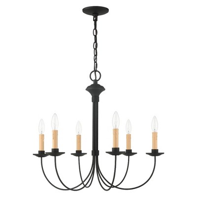 Heritage Black Steel 6-Light Candelabra Chandelier