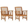 vidaXL Garden Chair Set of 2 Natural Wood Solid Acacia Wood - Brown - 2 of 4