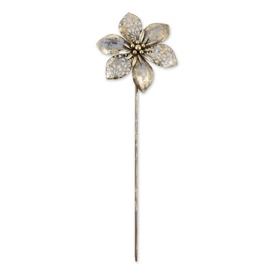 9.75" Iron Flower Garden Stake Silver - Zingz & Thingz