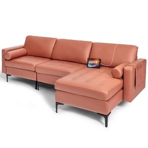 Costway Modular Extra-Large 4 Seat Sectional Sofa with Reversible Chaise & 2 USB  Ports - 1 of 4