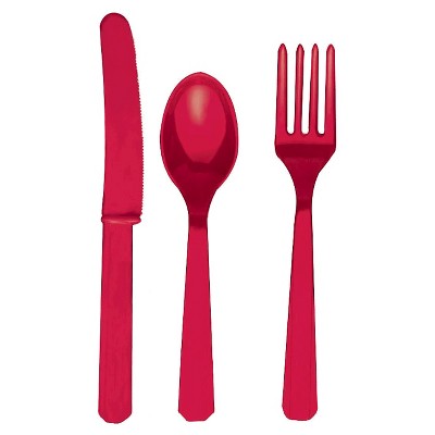 24ct Red Disposable Cutlery