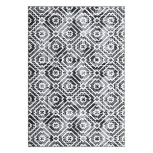 Modern Geometric Area Rug, Pearl Velvet Polyester, Washable, Non-Slip, Foldable for Hallway, Kitchen, Entryway & Office - 1 of 4