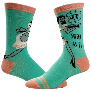 Crazy Dog T-Shirts Women's Sweet As Pi Socks Funny Math Nerd 3.14 Novelty Dessert Kitchen Graphic Footwear - 1 of 4