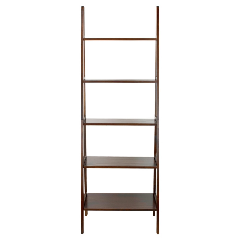 Photos - Garden & Outdoor Decoration 72" Shelf Ladder Bookcase - Warm Brown - Flora Home: Modern Style, 5 Fixed