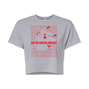 Women's - Pokémon - Pikachu Gotta Catch Em All Design Cropped Graphic T-Shirt - 1 of 4