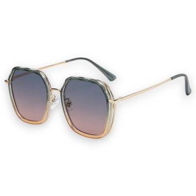 Anna-Kaci Women's Geometric Square Sunglasses with UV400 Protective Lenses