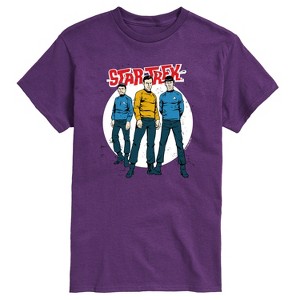 Men's - Star Trek - Galaxy Captain Kirk Spock Crew Short Sleeve Graphic T-Shirt - 1 of 4