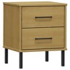 vidaXL Bedside Cabinet with Metal Legs Brown Solid Wood Pine OSLO - 2 of 4