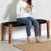 South Shore Balka Wood Bench Black/Natural: Rectangle, Spot Clean, Non-Upholstered, Wood Legs - 3 of 4