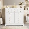 Vynxaria 36 inch Ultra White Single Sink Freestanding Bath Vanity with White Ceramic Top Two Full Extension Drawers Two Soft Close Doors - 4 of 4