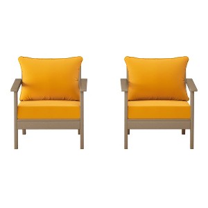 WestinTrends Avalon Outdoor Modern HDPE Patio Club Chairs with Deep Seat Cushions (Set of 2) - 1 of 4