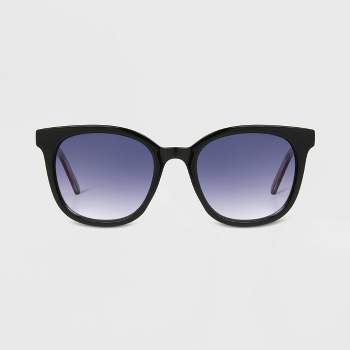 Women's Crystal Plastic Square Sunglasses - Universal Thread™ Black