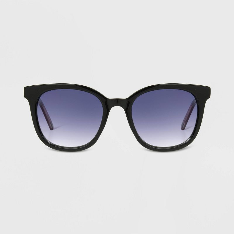 Women&#39;s Crystal Plastic Square Sunglasses - Universal Thread&#8482; Black, 1 of 6